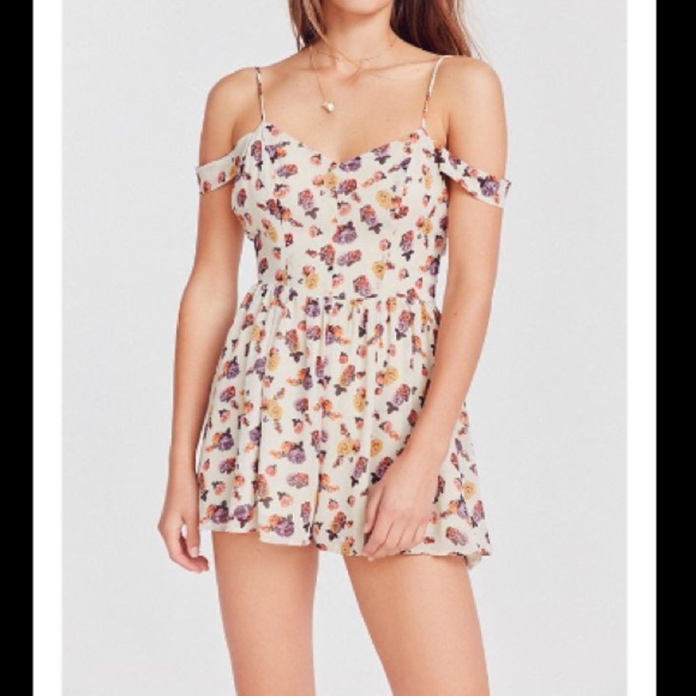UO Kimchi Blue Trista Cold Shoulder Romper